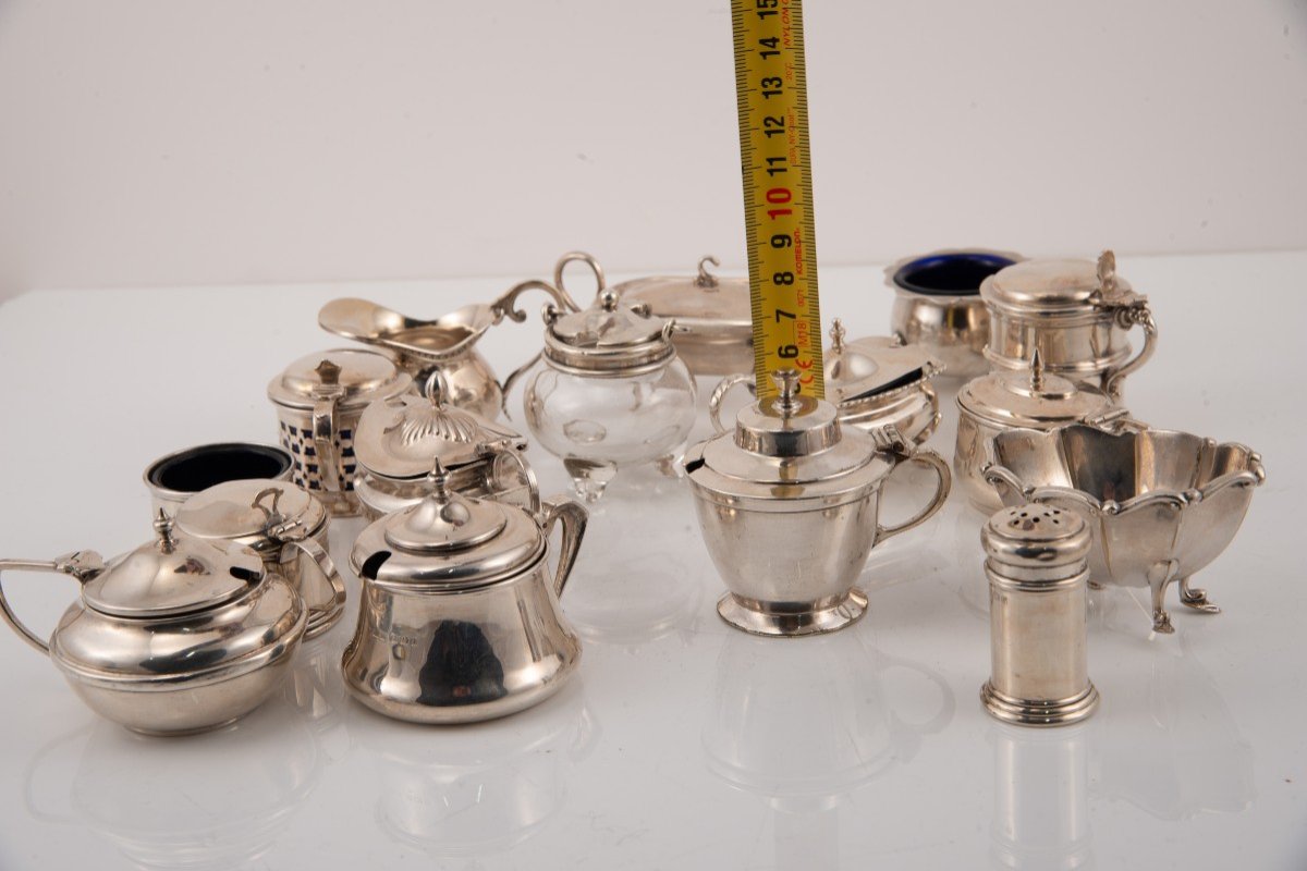 Mustard And Spice Holder. Silver, Regent Plate, Glass. 20th Century. -photo-5