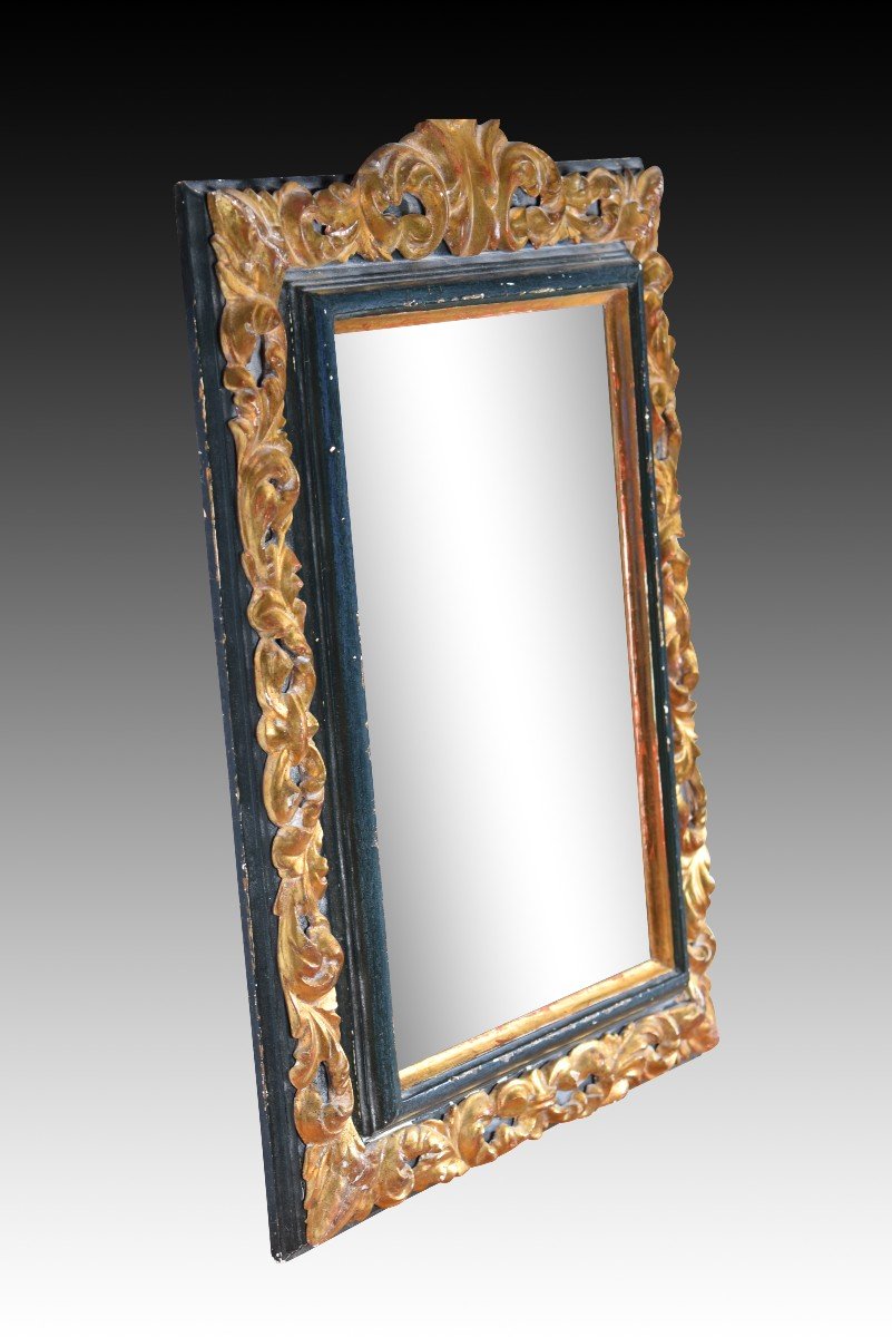 Mirror. Carved And Polychrome Wood. Spanish School, 20th Century, After Old Models.  -photo-2