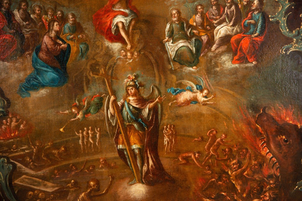 Last Judgement. Oil On Canvas. Colonial School, 18th Century.-photo-2