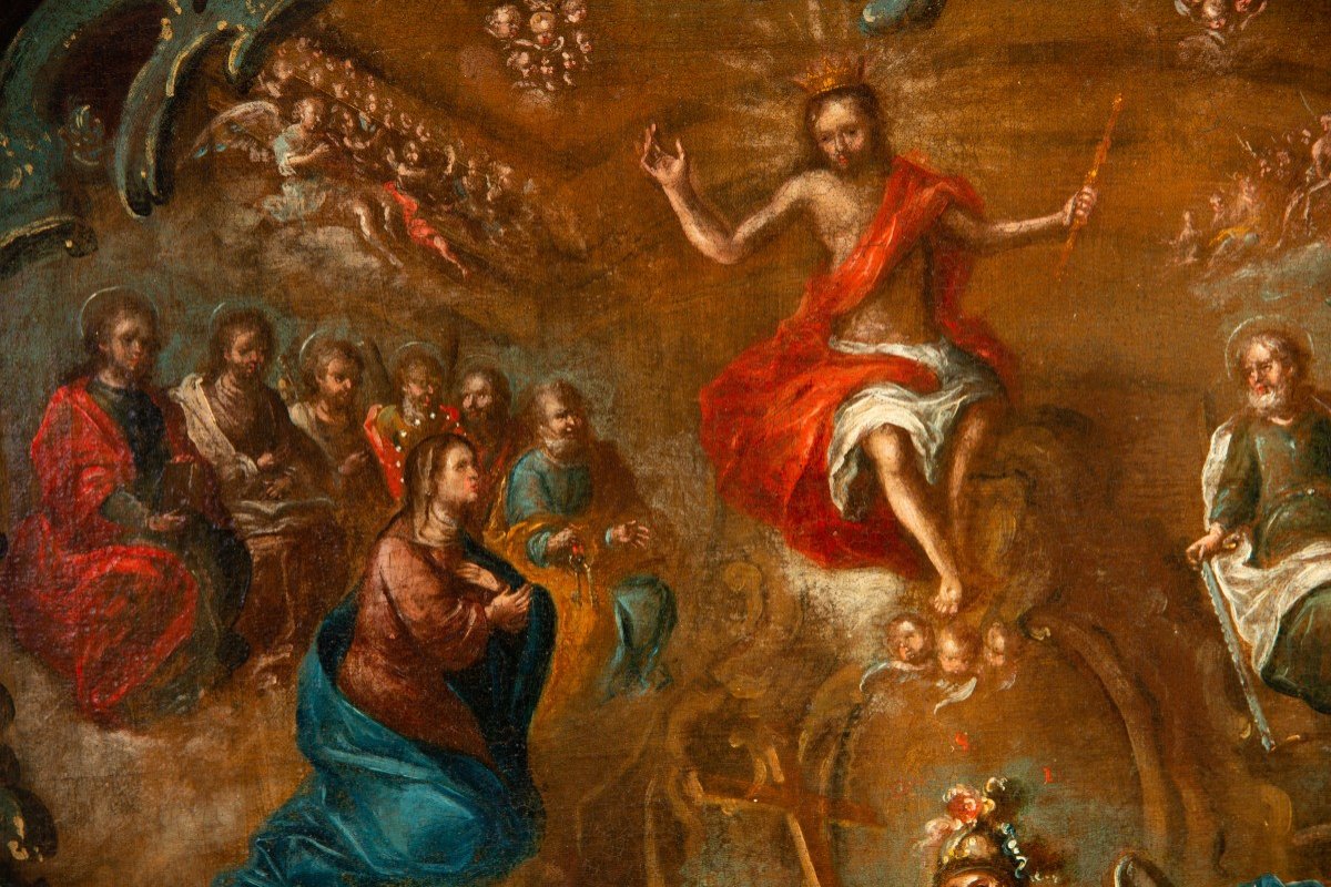 Last Judgement. Oil On Canvas. Colonial School, 18th Century.-photo-3