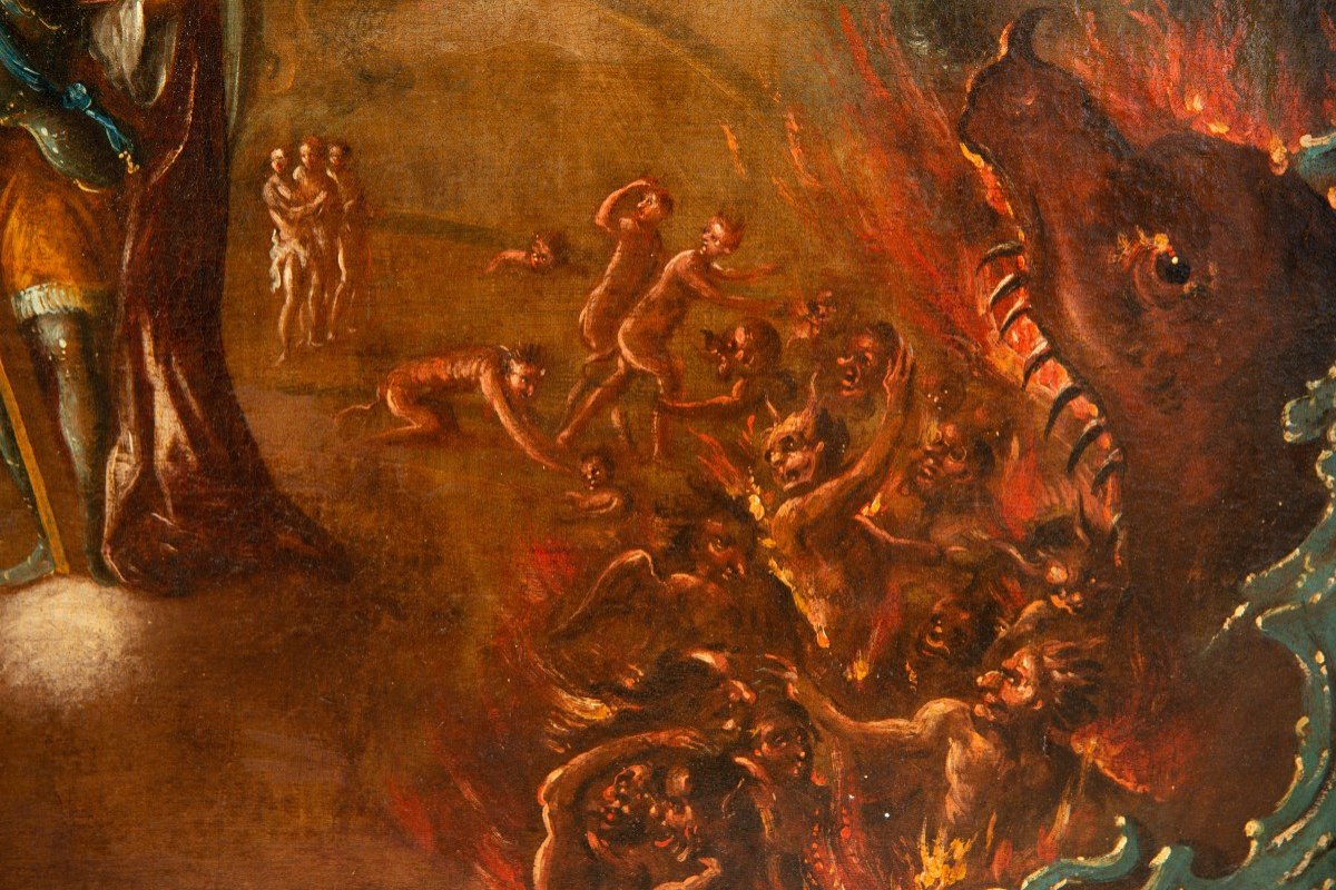 Last Judgement. Oil On Canvas. Colonial School, 18th Century.-photo-1