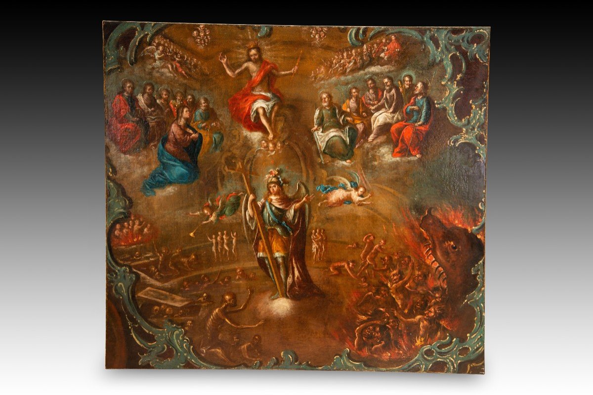 Last Judgement. Oil On Canvas. Colonial School, 18th Century.