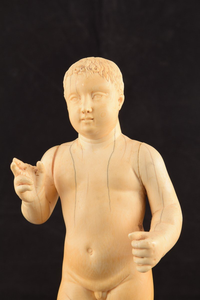 Child Jesus. Ivory And Polychrome Wood. 18th Century.-photo-2