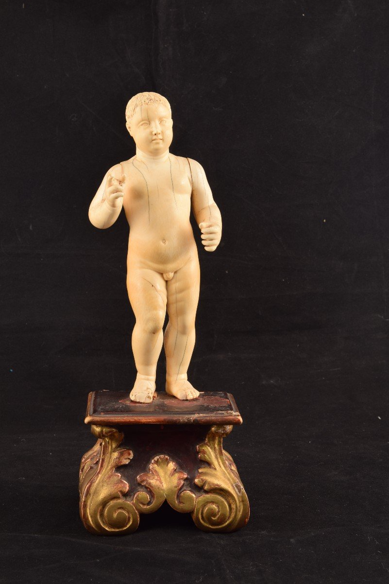 Child Jesus. Ivory And Polychrome Wood. 18th Century.-photo-3