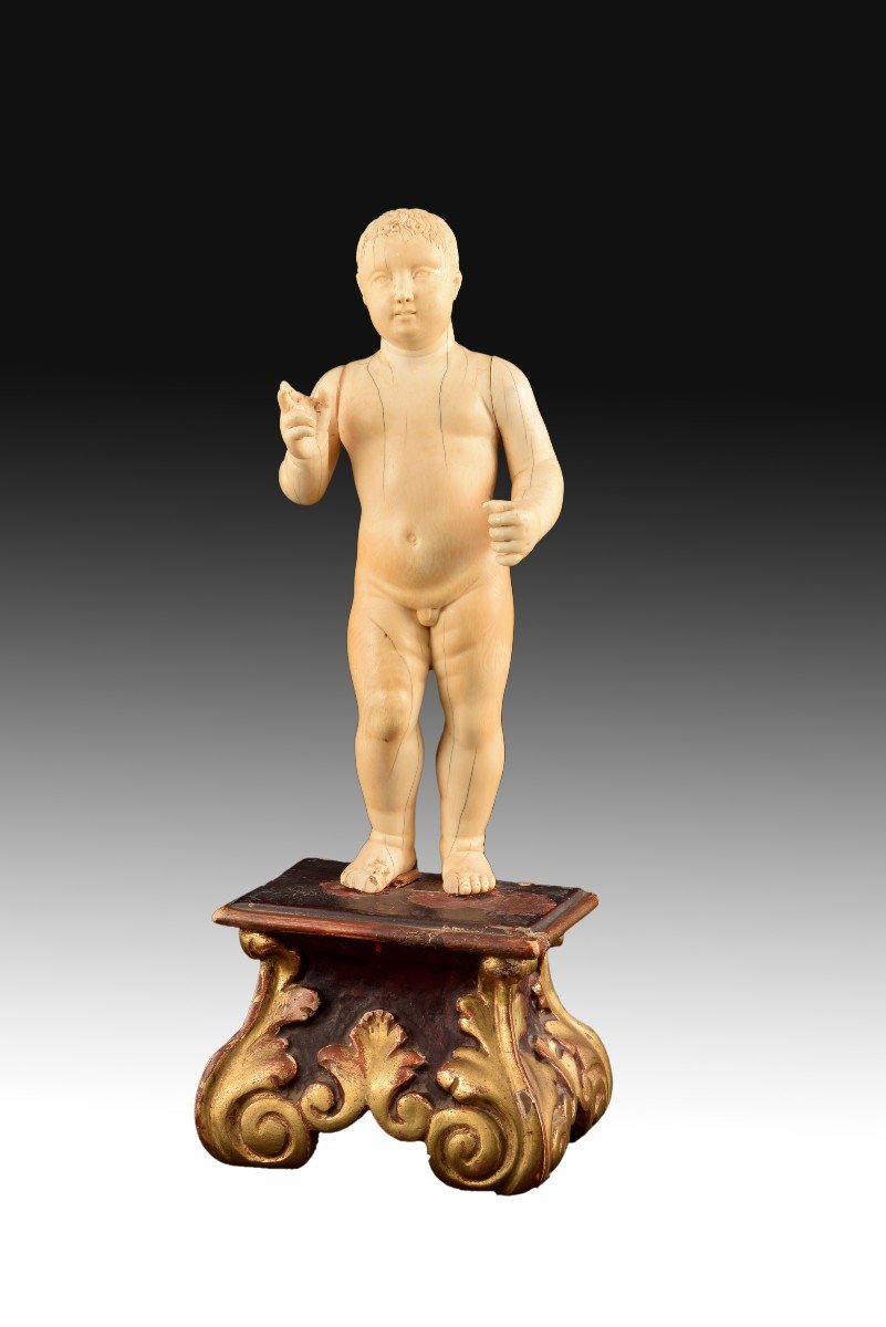 Child Jesus. Ivory And Polychrome Wood. 18th Century.