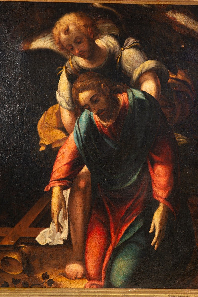 Christ With Angel. Oil On Canvas. 18th Century.  -photo-2