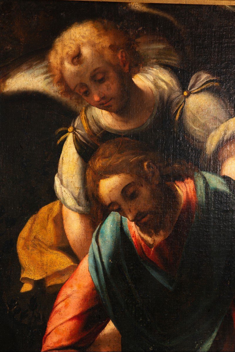 Christ With Angel. Oil On Canvas. 18th Century.  -photo-3