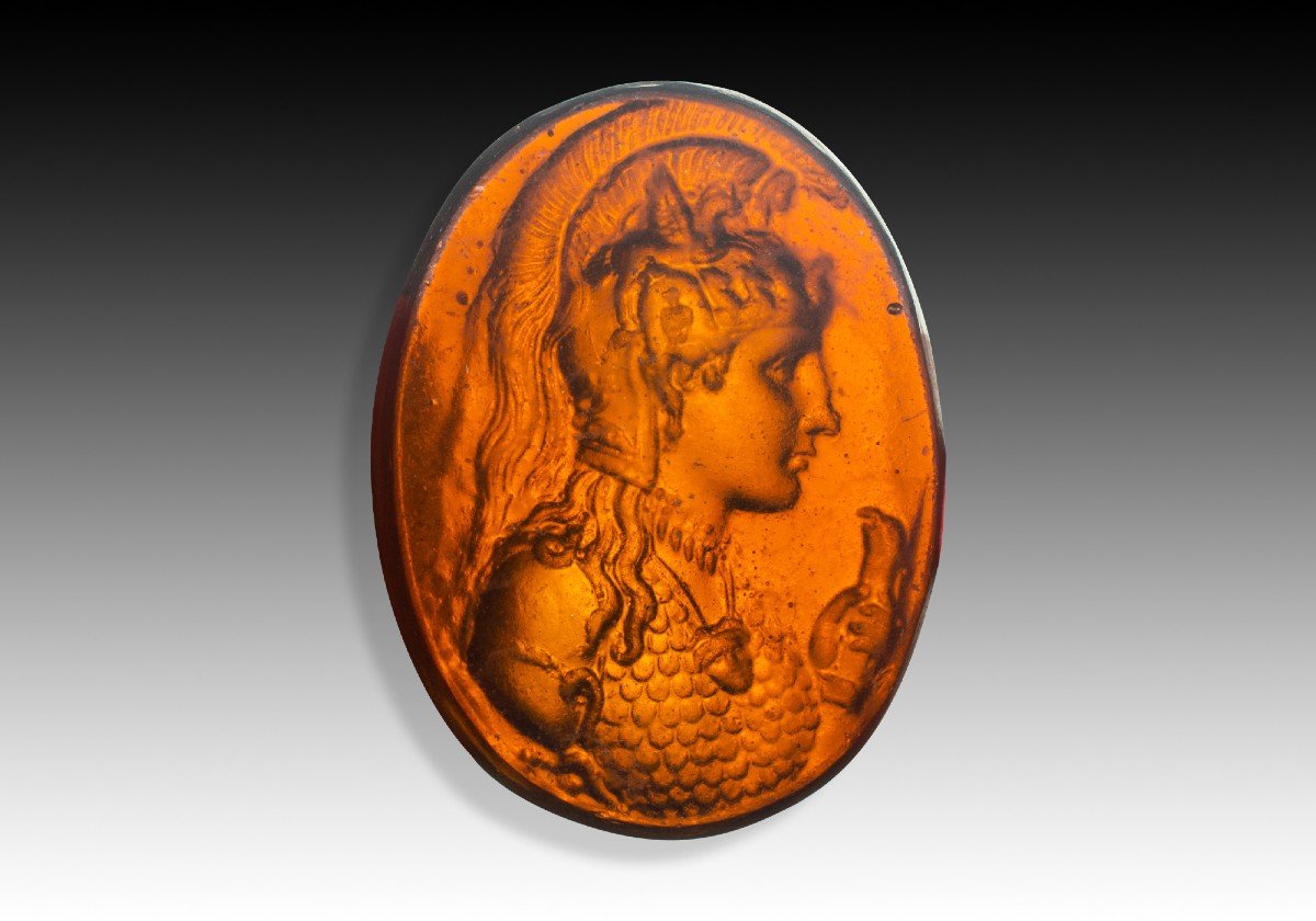 Cameo, Athena. Glass. Possibly Italy, 19th Century. 