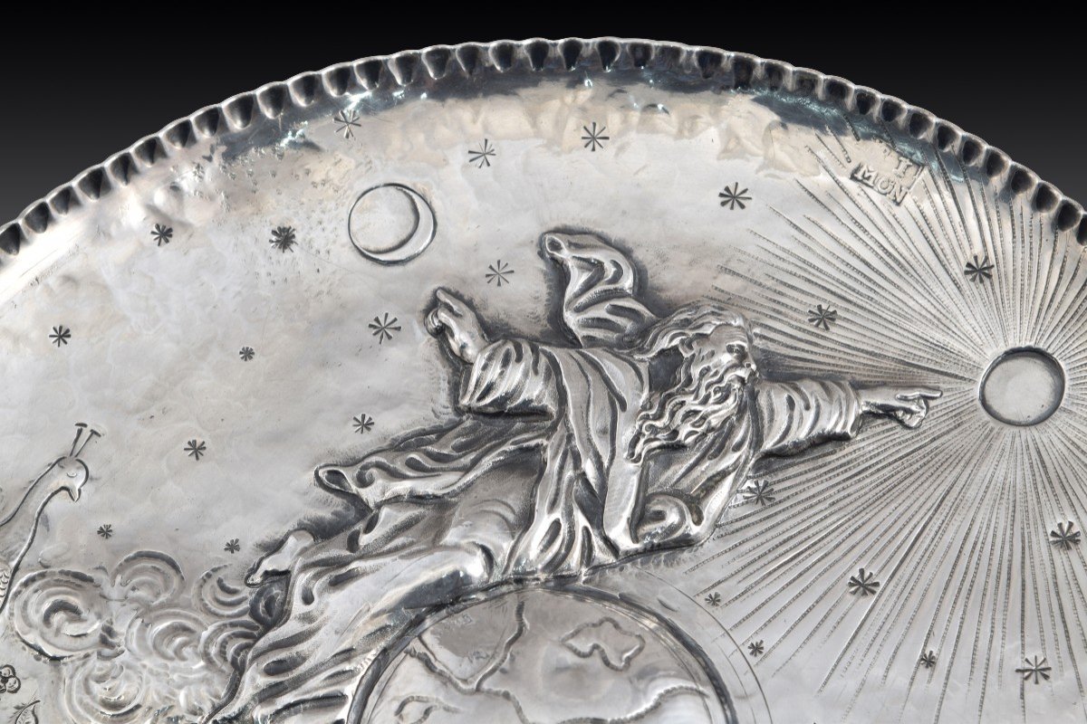 Tray, The Creation. In Silver. Possibly 17th Century.  -photo-1