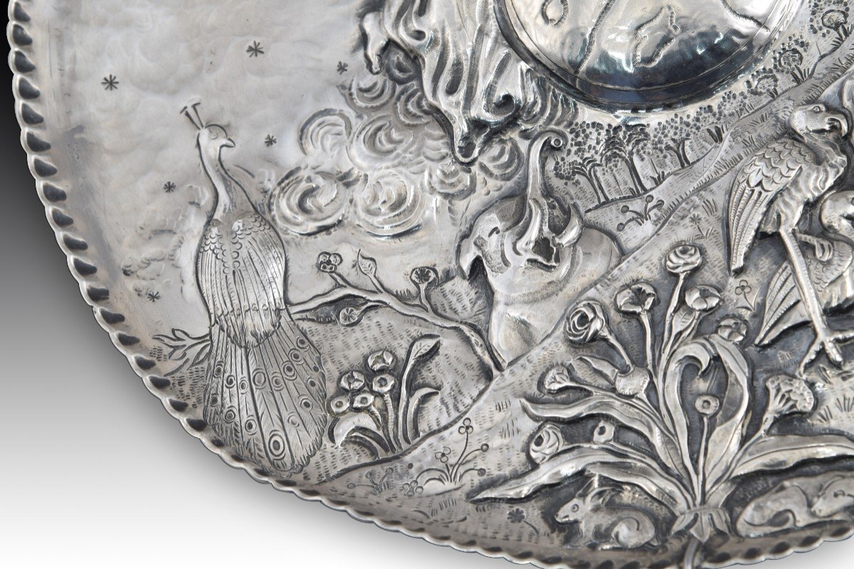 Tray, The Creation. In Silver. Possibly 17th Century.  -photo-3