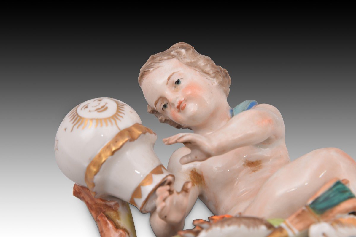 Allégorie De l'Air. Porcelaine émaillée. Porcelaine Hispania, Espagne, 20e Siècle.  -photo-4