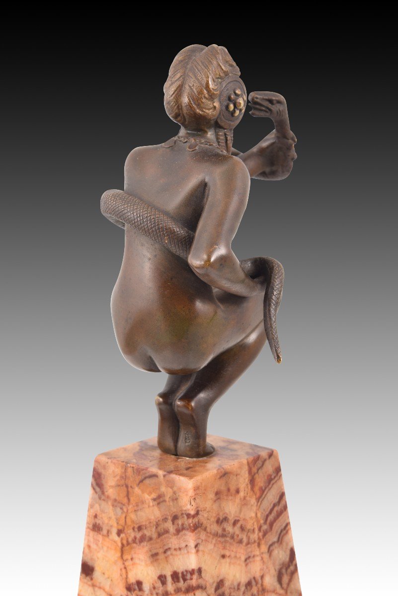 Danseuse Avec Un Serpent Ou Cléopâtre. Bronze, Marbre. Devenet, Claude-marie (1851-paris, 1931)-photo-4