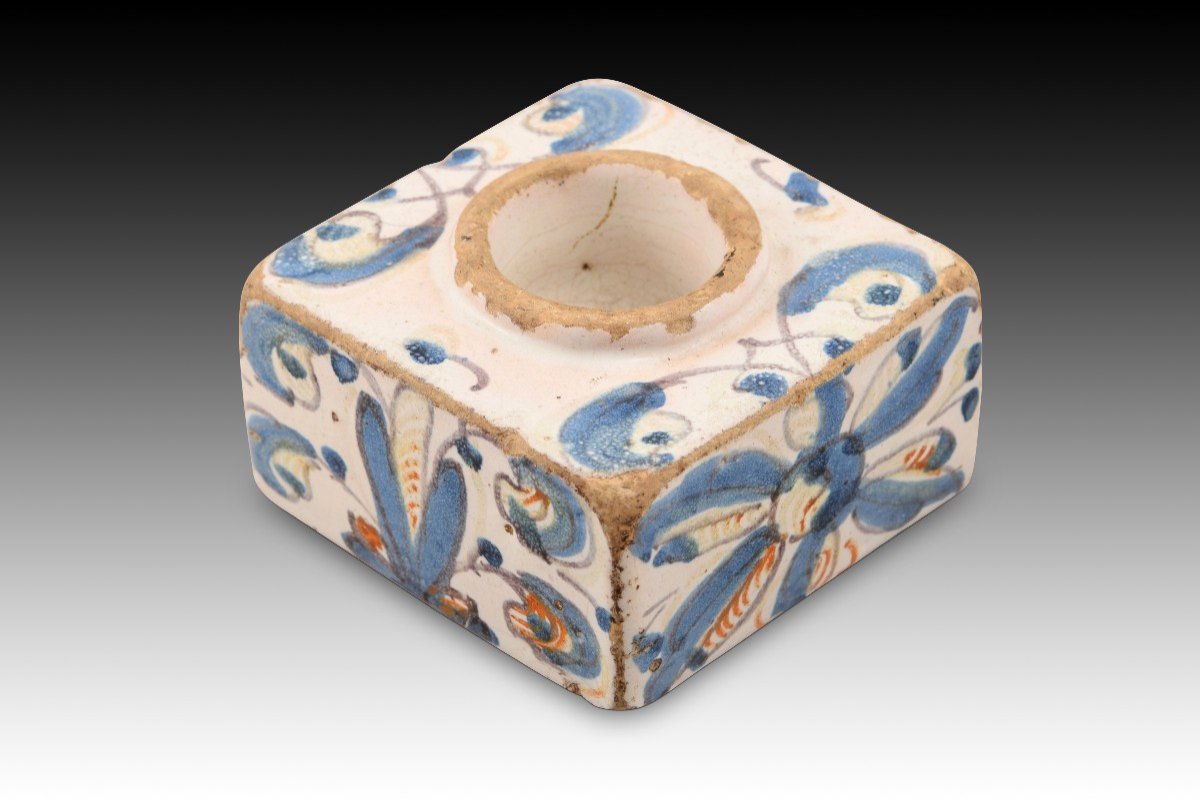 Inkwell. Glazed Ceramic. Talavera De La Reina, Spain, 17th Century. -photo-4