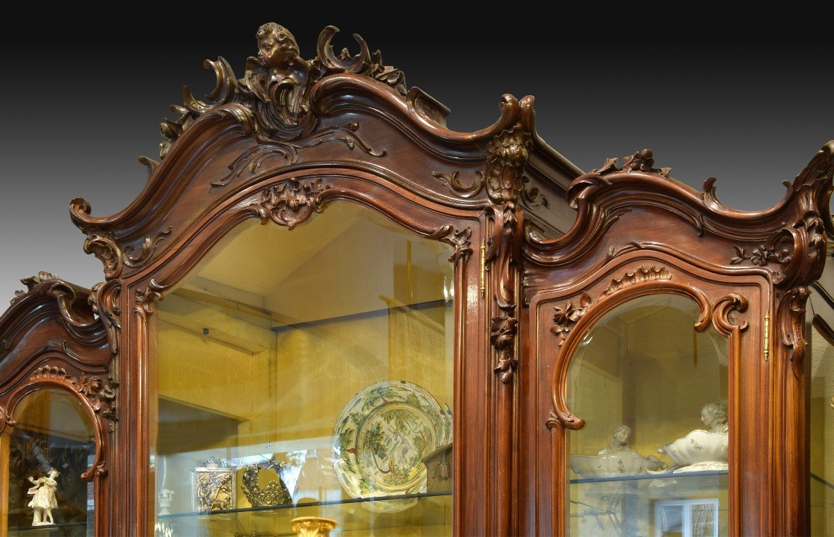 Louis XV Style Mahogany Display Cabinet, 19th Century.  -photo-3