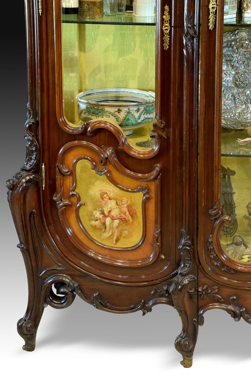 Louis XV Style Mahogany Display Cabinet, 19th Century.  -photo-2