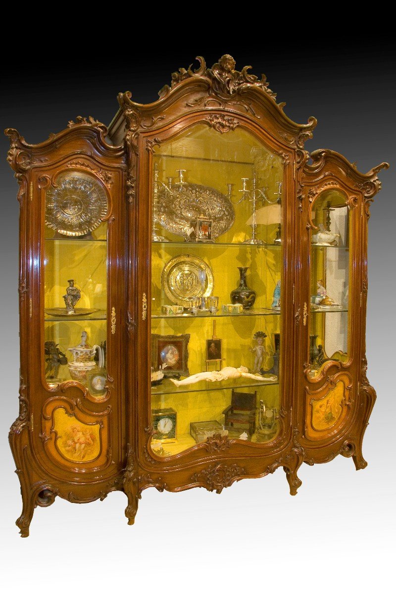 Louis XV Style Mahogany Display Cabinet, 19th Century.  -photo-3