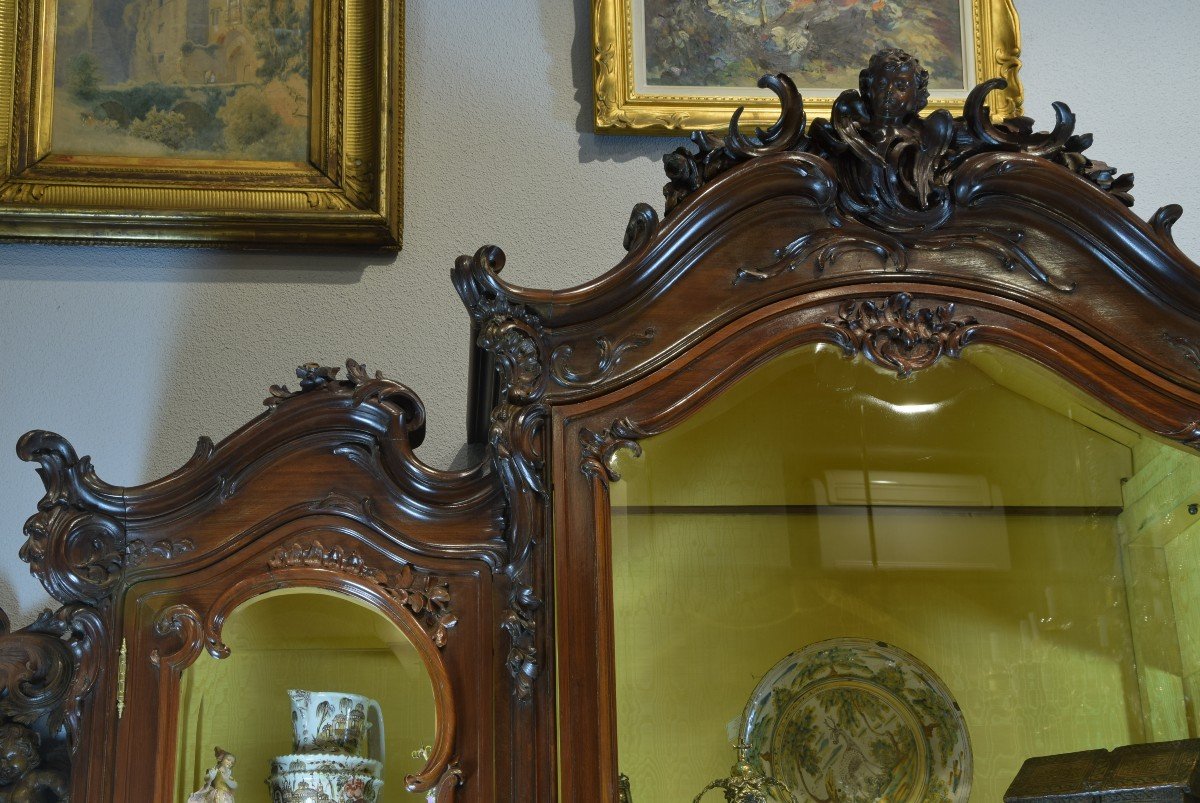 Louis XV Style Mahogany Display Cabinet, 19th Century.  -photo-4