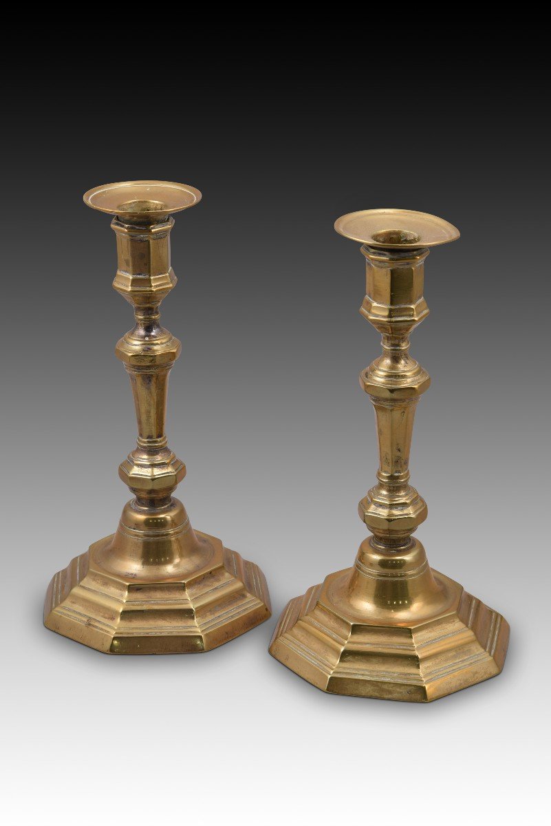 Pair Of Candlesticks. In Bronze. France, 18th Century.  