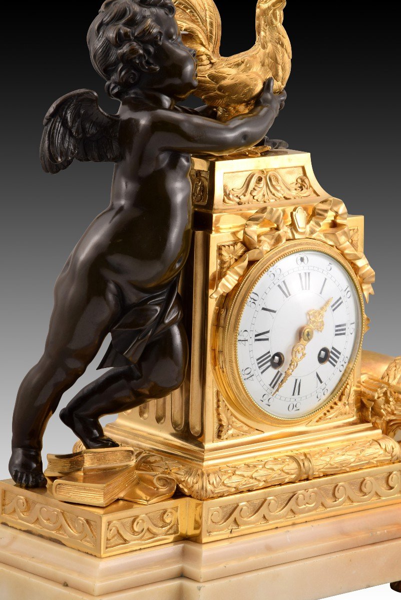 Table Clock. Gilt And Blued Bronze, Marble Base. Possibly France, Late 19th Century.-photo-1