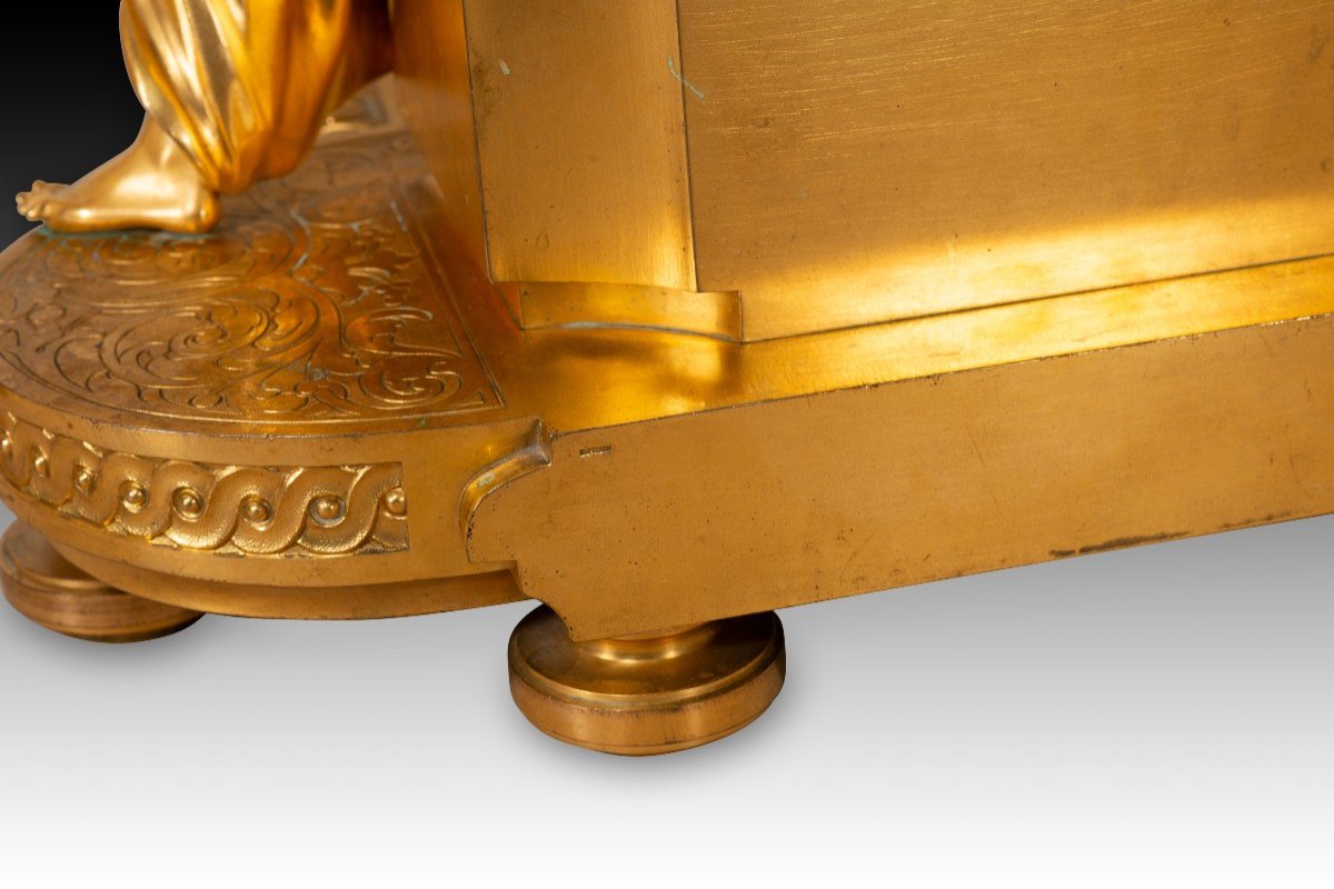 Garniture, Clock And Two Candlesticks. Gilt Bronze. Henri Picard And Victor Paillard. Paris...-photo-8