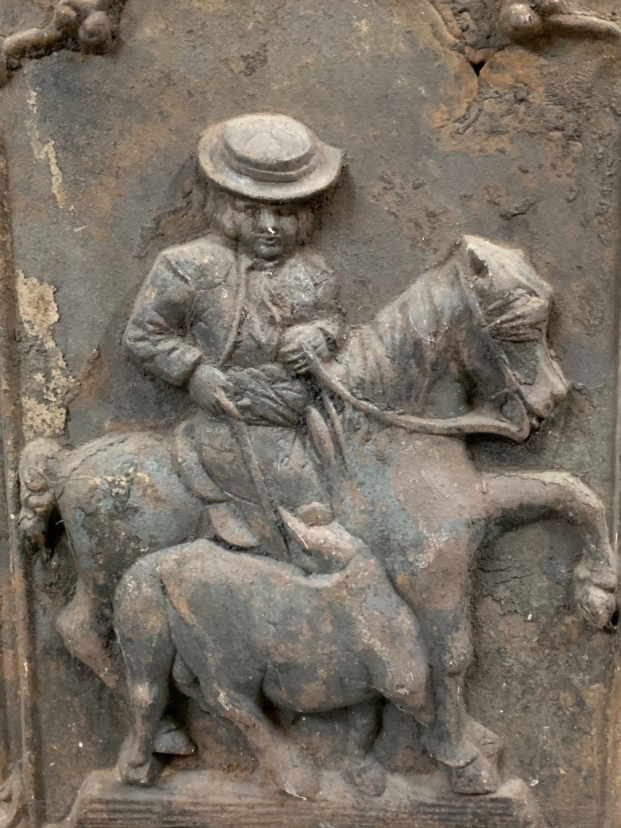 Plaque De Cheminée Avec Picador. Fonte. Espagne, Début Du XXe Siècle.  -photo-2