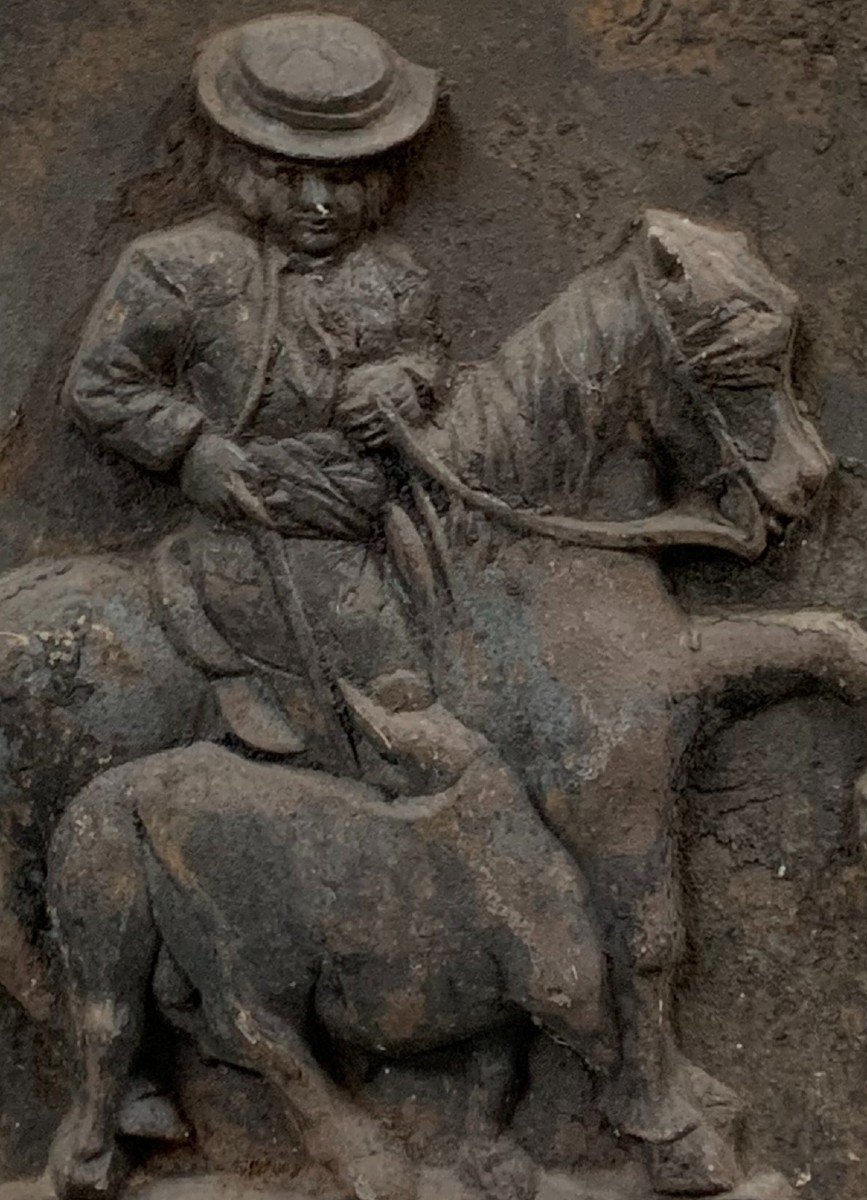 Plaque De Cheminée Avec Picador. Fonte. Espagne, Début Du XXe Siècle.  -photo-4