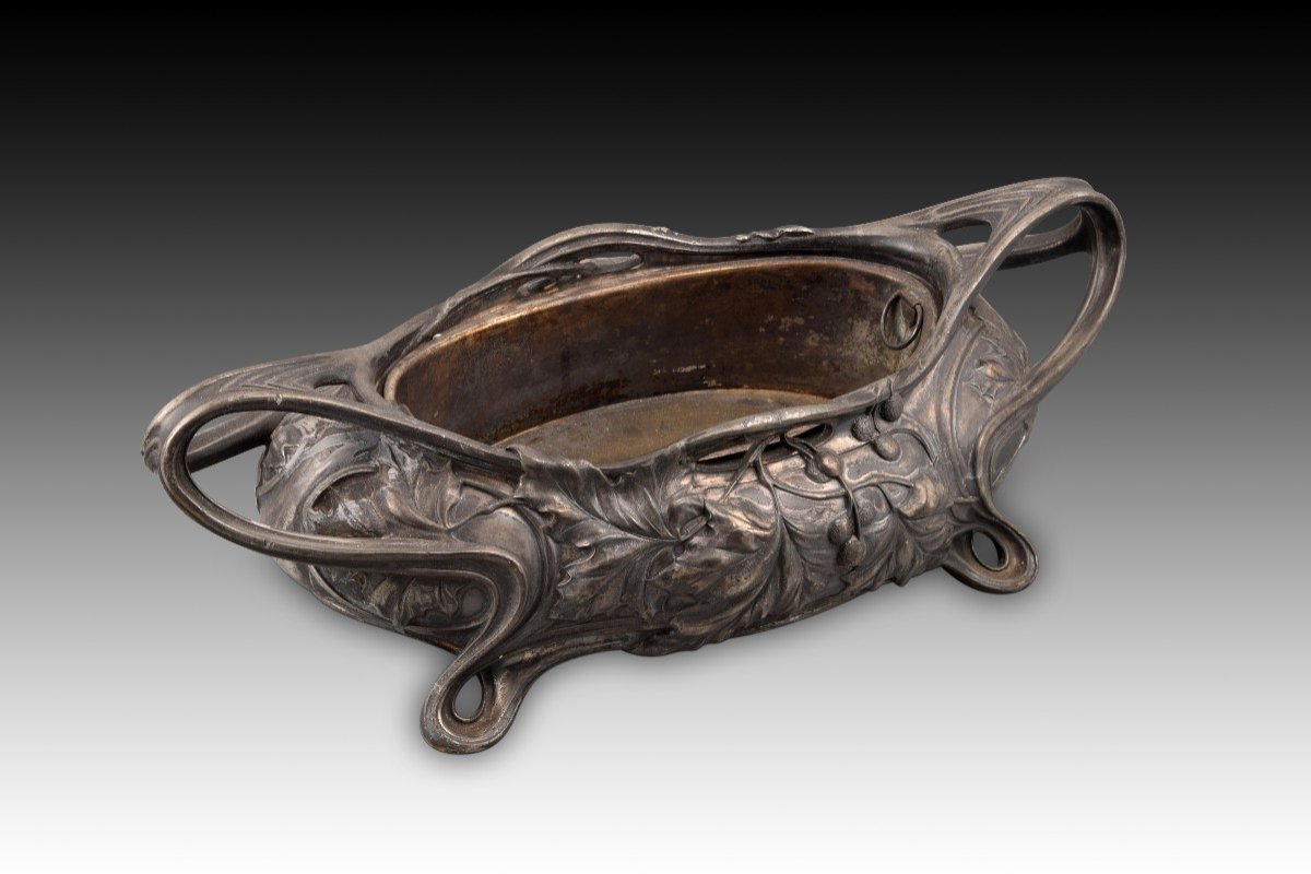 Centerpiece Or Planter. Pewter, Metal. Victor Saglier, Late 19th Century. -photo-4