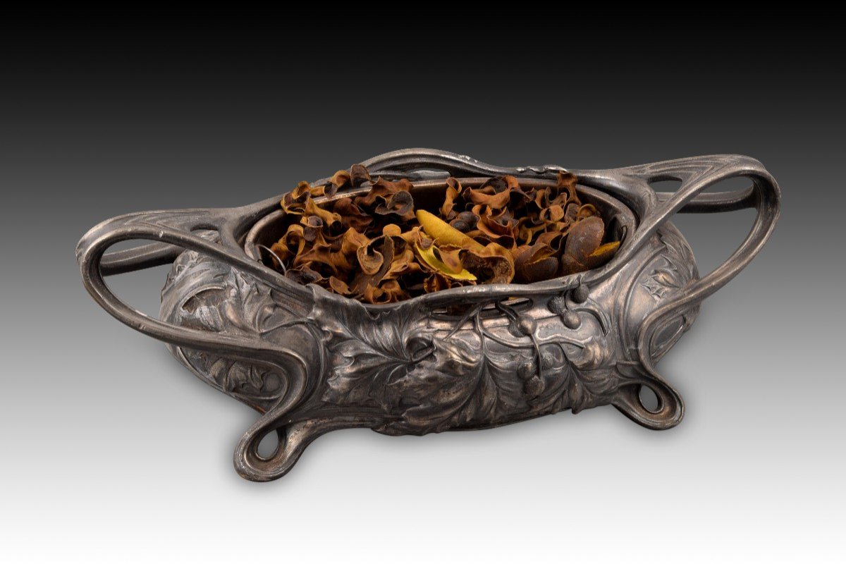 Centerpiece Or Planter. Pewter, Metal. Victor Saglier, Late 19th Century. -photo-3