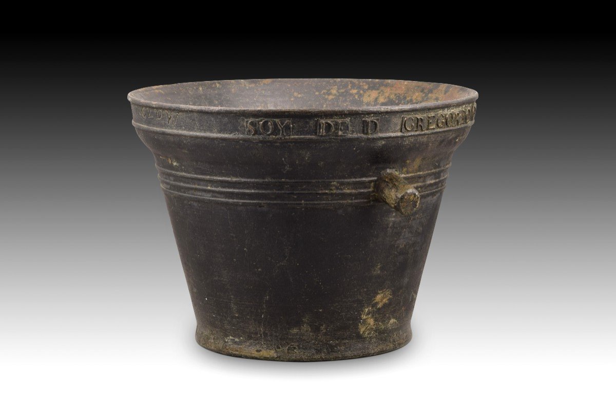 Mortar With Inscriptions. Bronze. Spain, 1823.  -photo-2