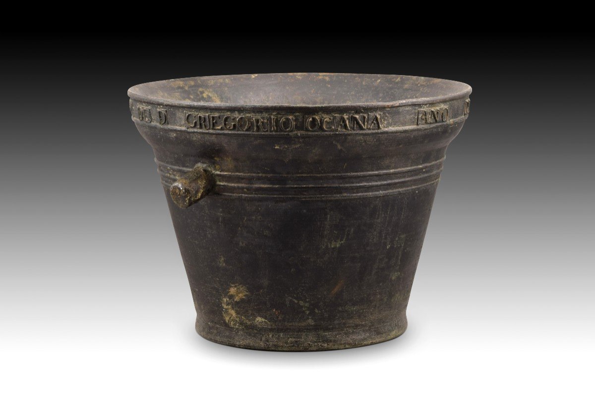 Mortar With Inscriptions. Bronze. Spain, 1823.  -photo-3