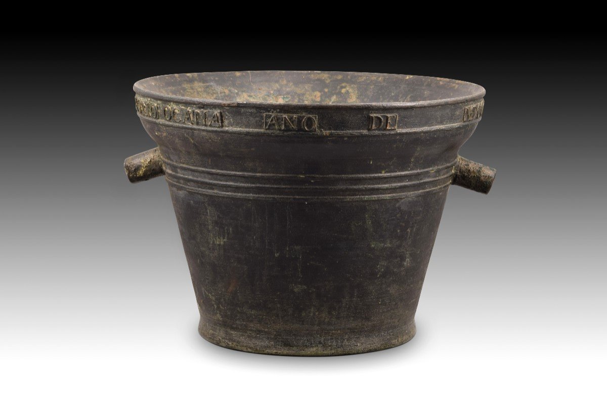 Mortar With Inscriptions. Bronze. Spain, 1823.  -photo-4