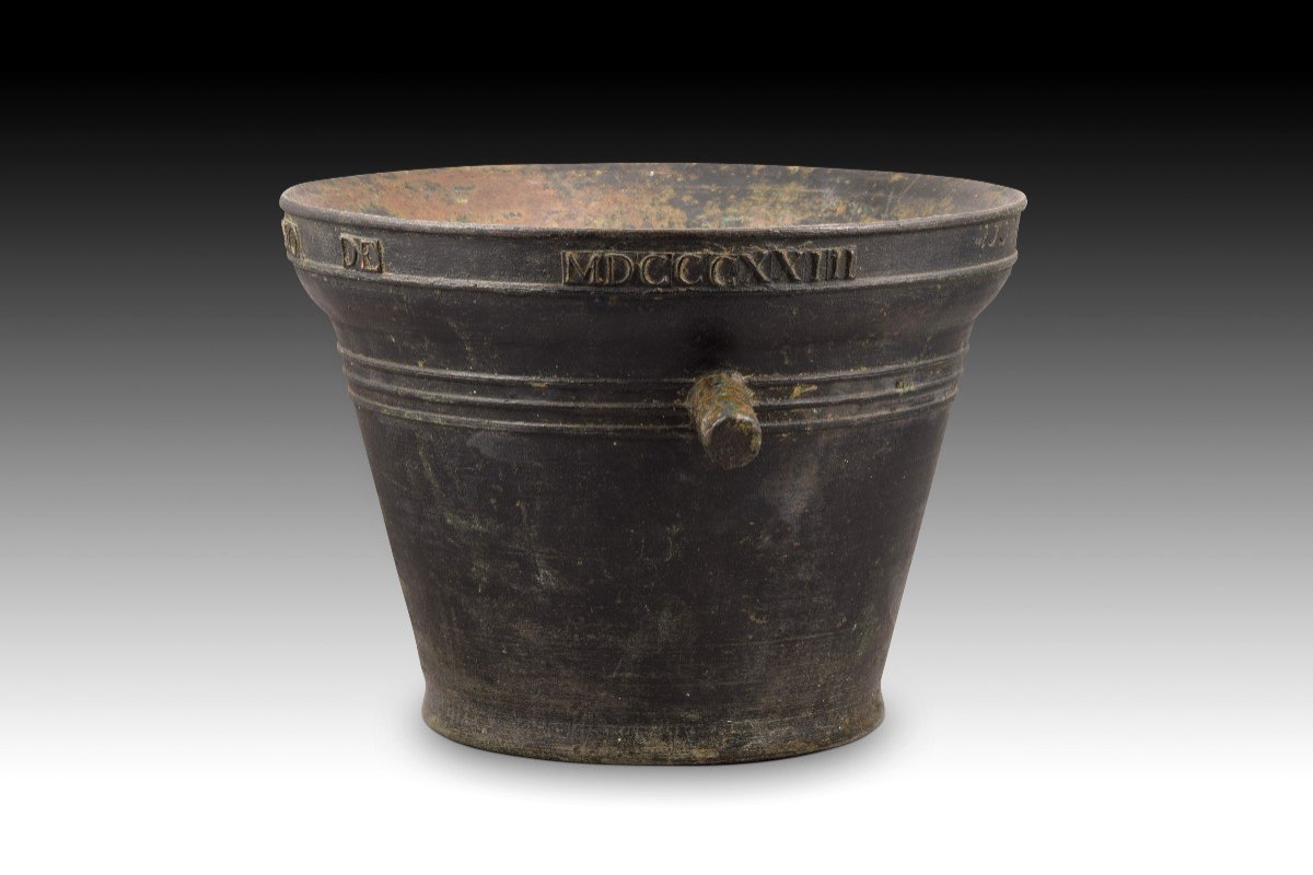 Mortar With Inscriptions. Bronze. Spain, 1823.  -photo-3