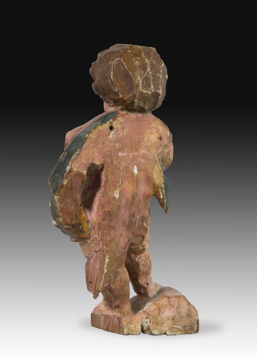 Enfant. Bois Sculpté Et Polychrome. XVIIe Siècle.-photo-2