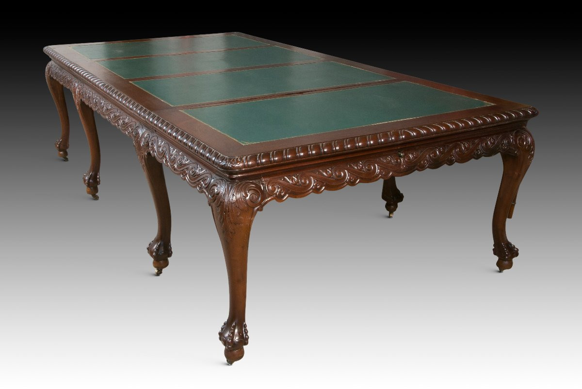 Extendable Table (6 Meters). Mahogany Wood, Metal, Leather, Etc. England, Circa 1930. -photo-2