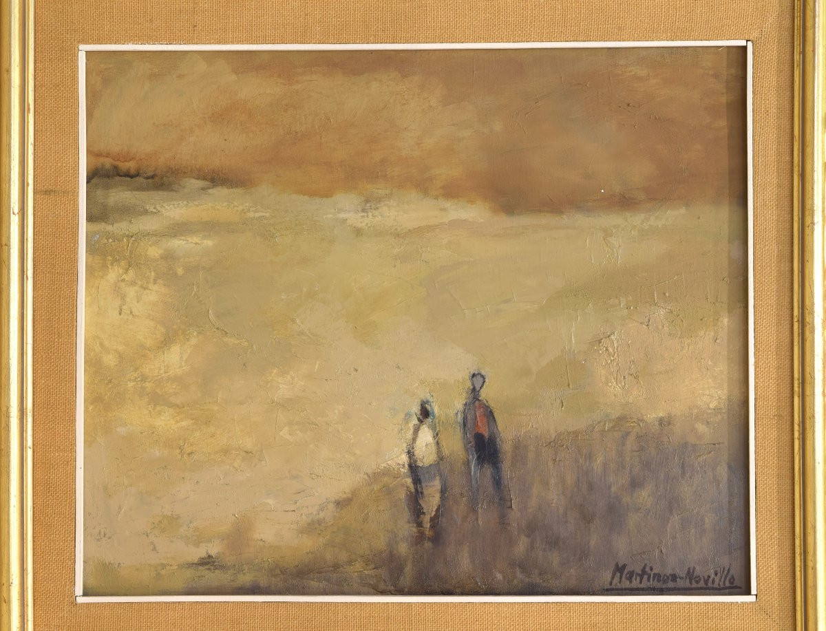 "two Figures". Oil On Canvas. Signed (lower Right). Martínez Novillo, Cirilo-photo-4