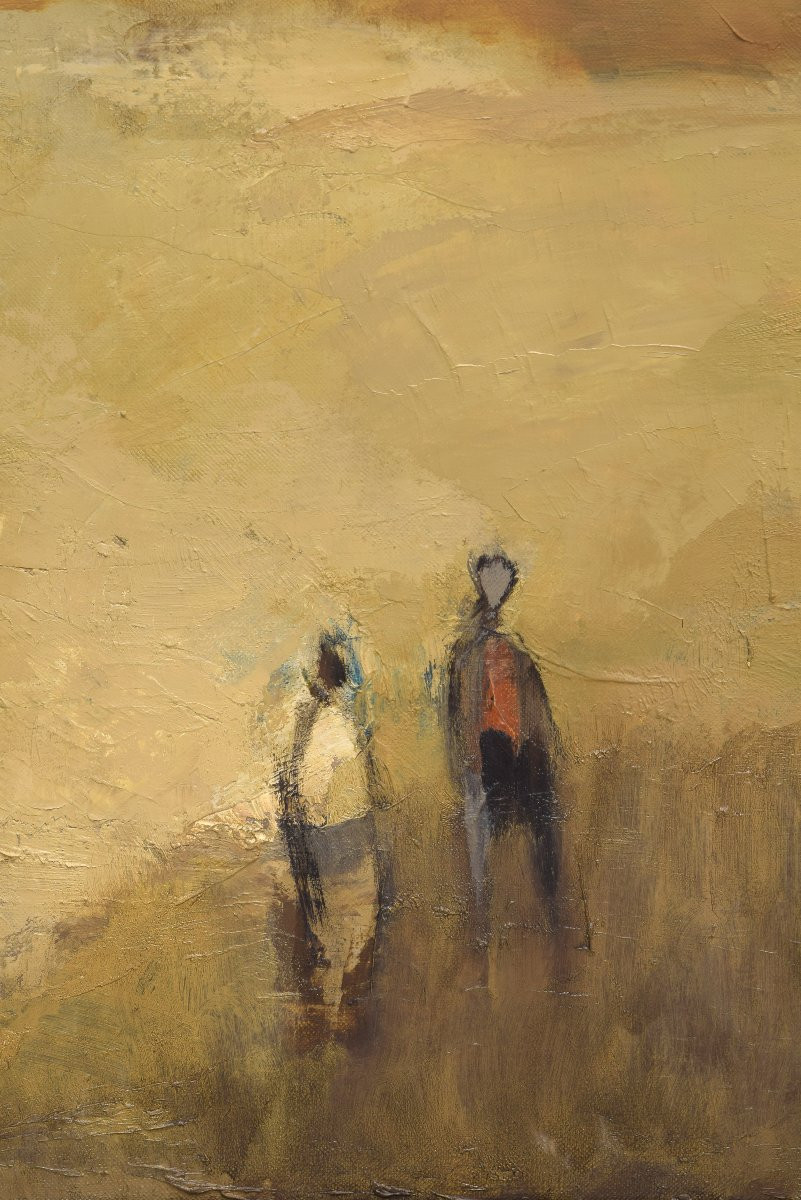 « Deux Personnages ». Huile Sur Toile. Signé (en Bas à Droite). Martínez Novillo, Cirilo-photo-1