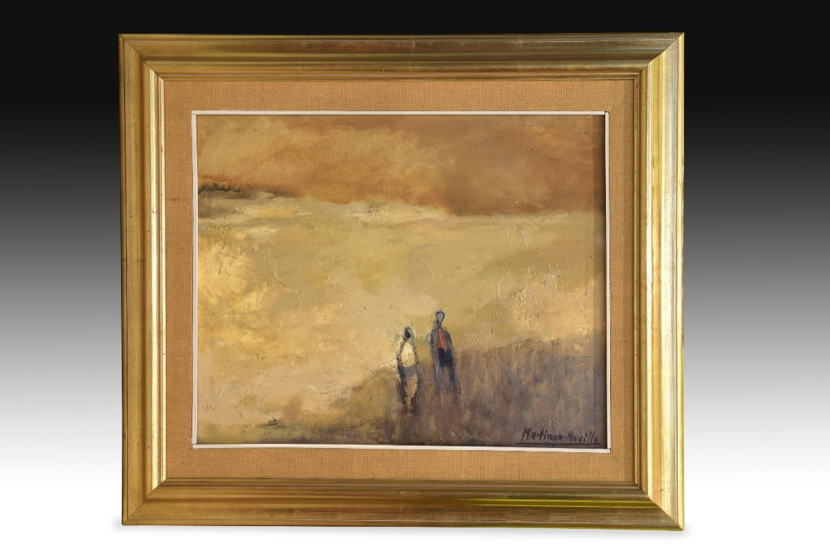 "two Figures". Oil On Canvas. Signed (lower Right). Martínez Novillo, Cirilo