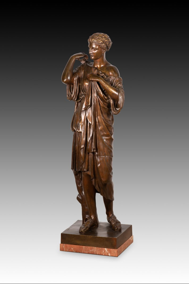  Diana Of Gabies. Bronze, Marble. Raingo Brothers, France, Circa The Second Half Of The 19th Century.-photo-2