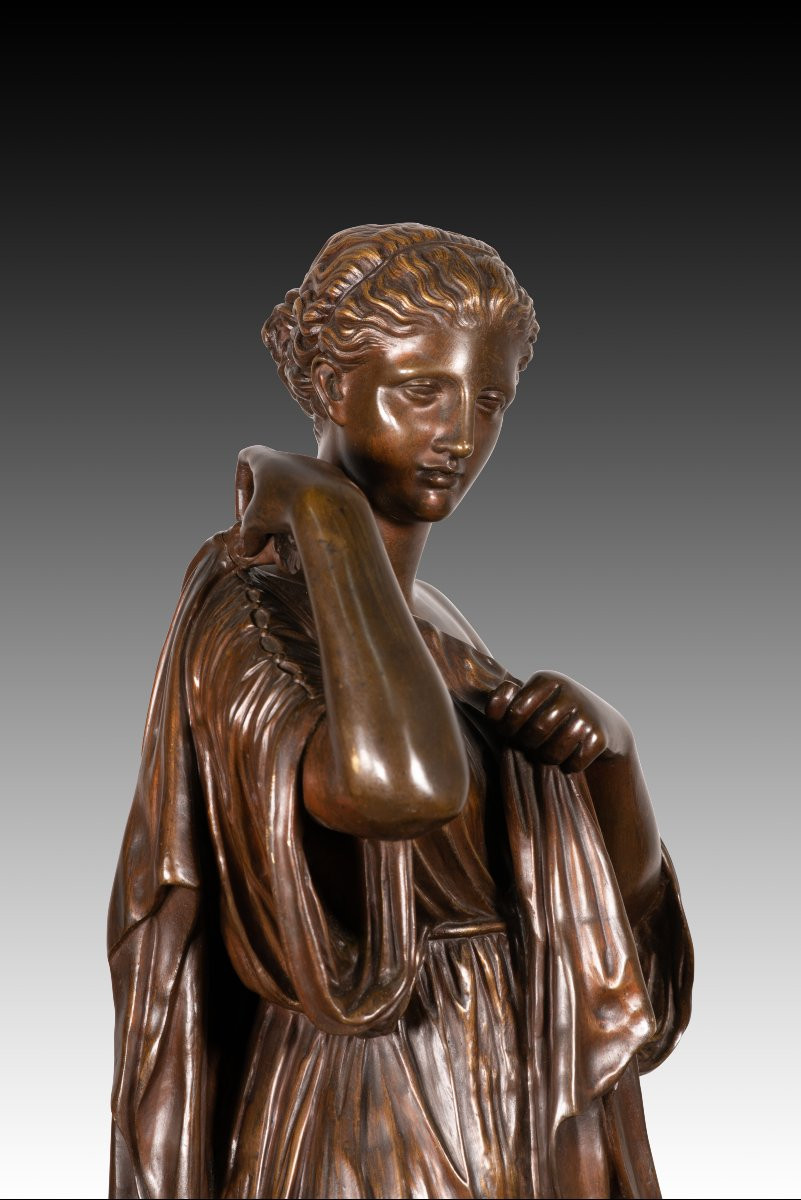  Diana Of Gabies. Bronze, Marble. Raingo Brothers, France, Circa The Second Half Of The 19th Century.-photo-6