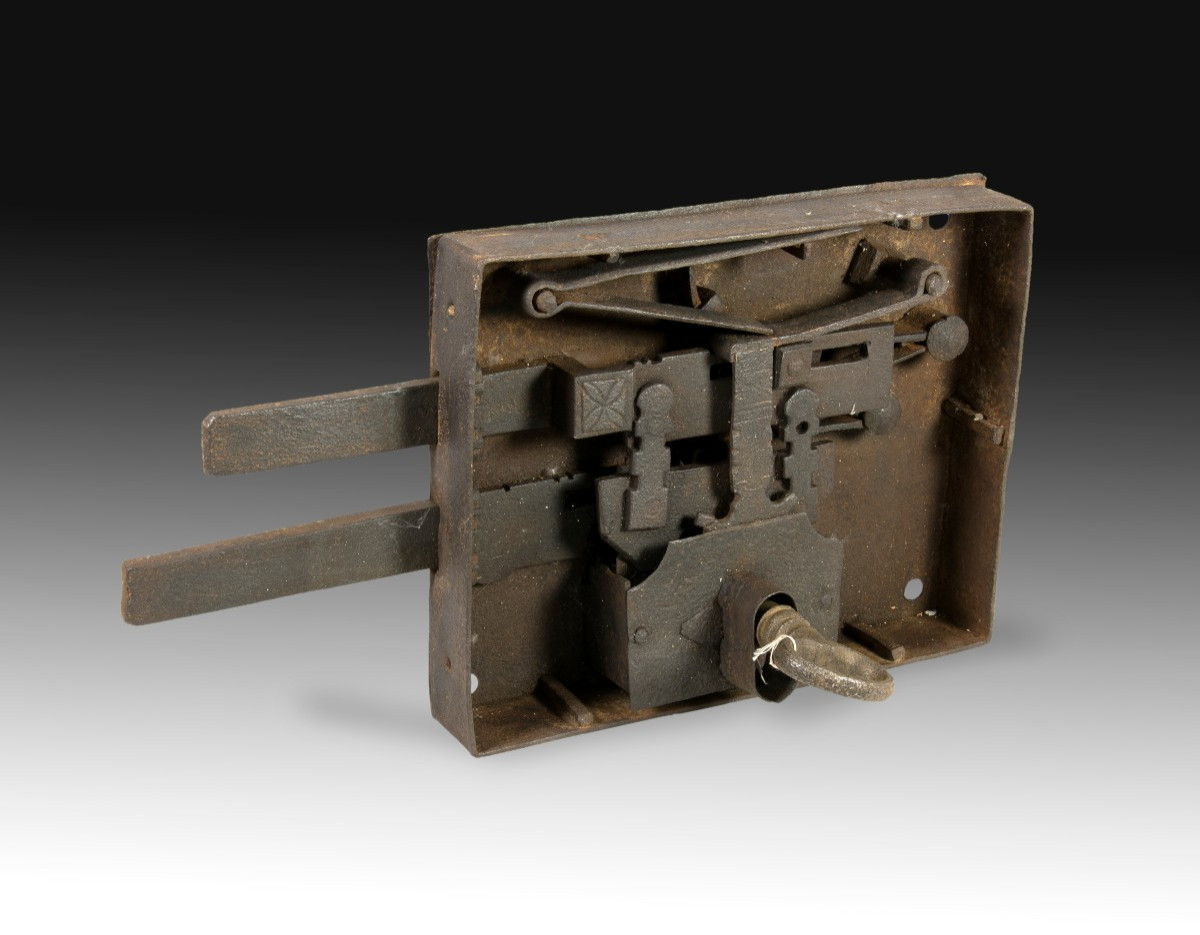 Lock With Key. Made Of Iron. 19th Century.  