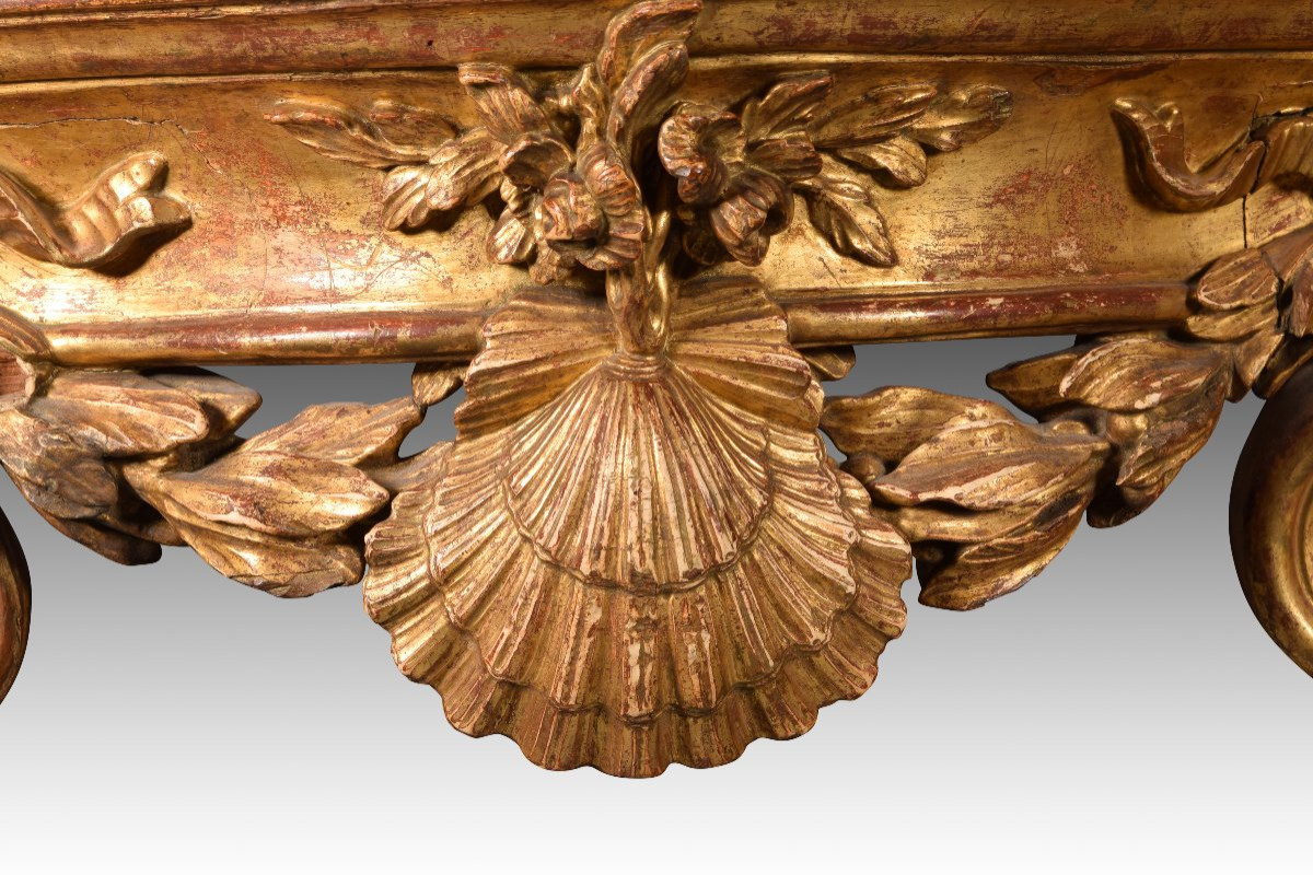 Console Table With Lion Heads. Wood, Marble Top. Possibly Italian School, 18th Century-photo-6