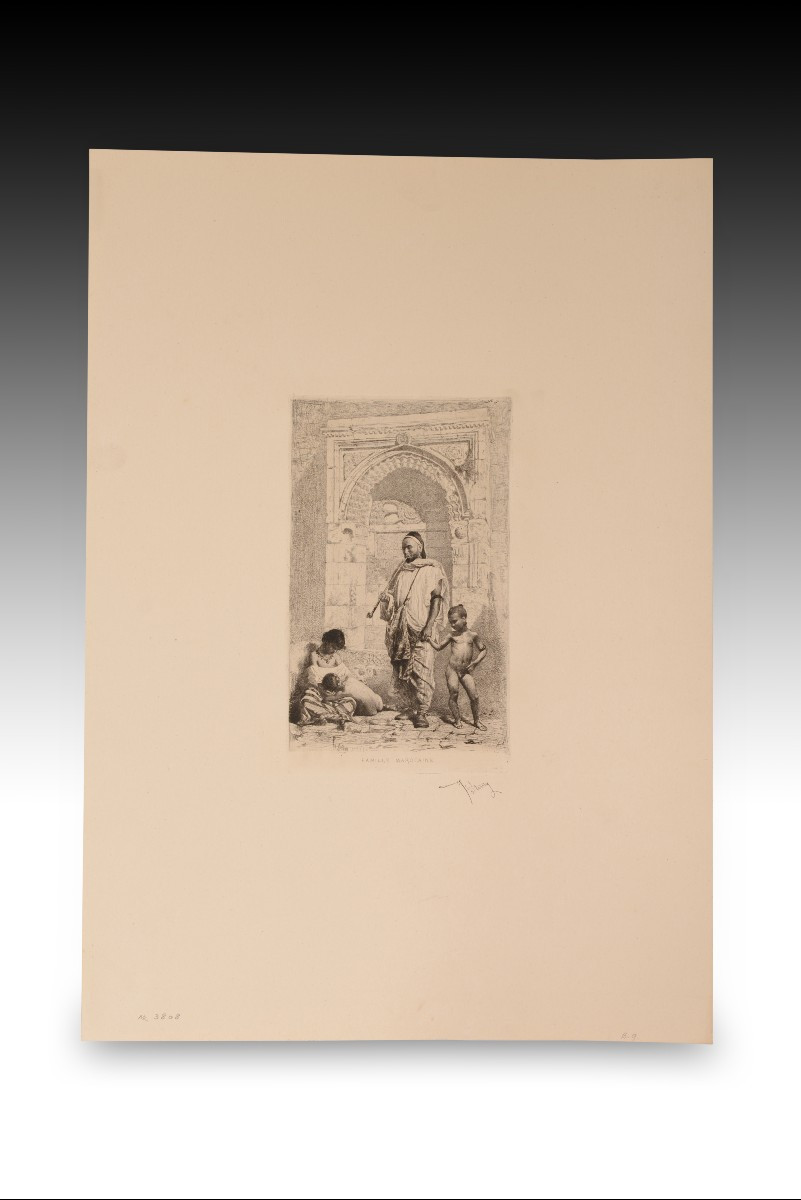  « Family Marocaine ». Imprimerie. Fortuny Marsal, Mariano (reus, 1838-rome, 1874). XIXème Sièc