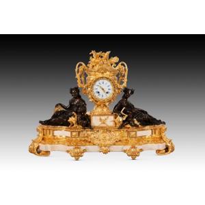 Horloge De Table. Marbre, Bronze. Japy Frères ; Boursier. Paris, France, Vers 1849-1854. 