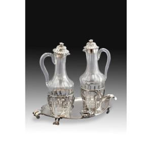 Set Of Cruets. Silver And Glass. René-pierre Ferrier, Paris, 1775. 