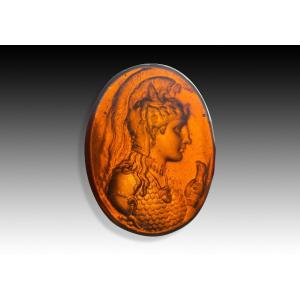 Cameo, Athena. Glass. Possibly Italy, 19th Century. 