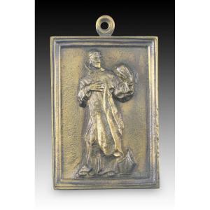 Plaque De Dévotion, Saint Bruno. Bronze. école Espagnole, XIXe Siècle. 