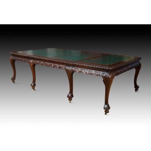 Extendable Table (6 Meters). Mahogany Wood, Metal, Leather, Etc. England, Circa 1930. 