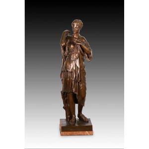  Diana Of Gabies. Bronze, Marble. Raingo Brothers, France, Circa The Second Half Of The 19th Century.