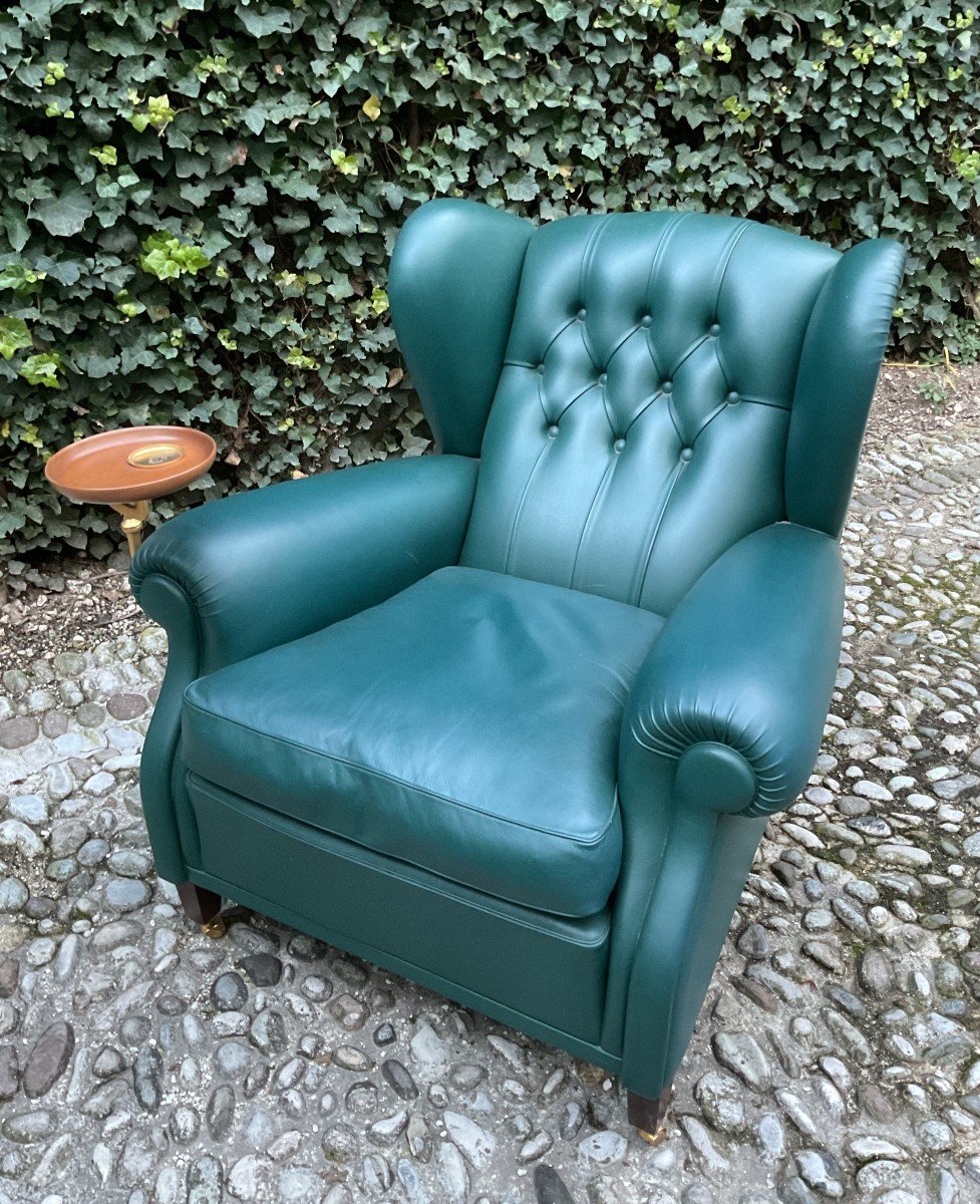 Frau - Fauteuil Avec Pouf En Cuir Mod. 1919-photo-3