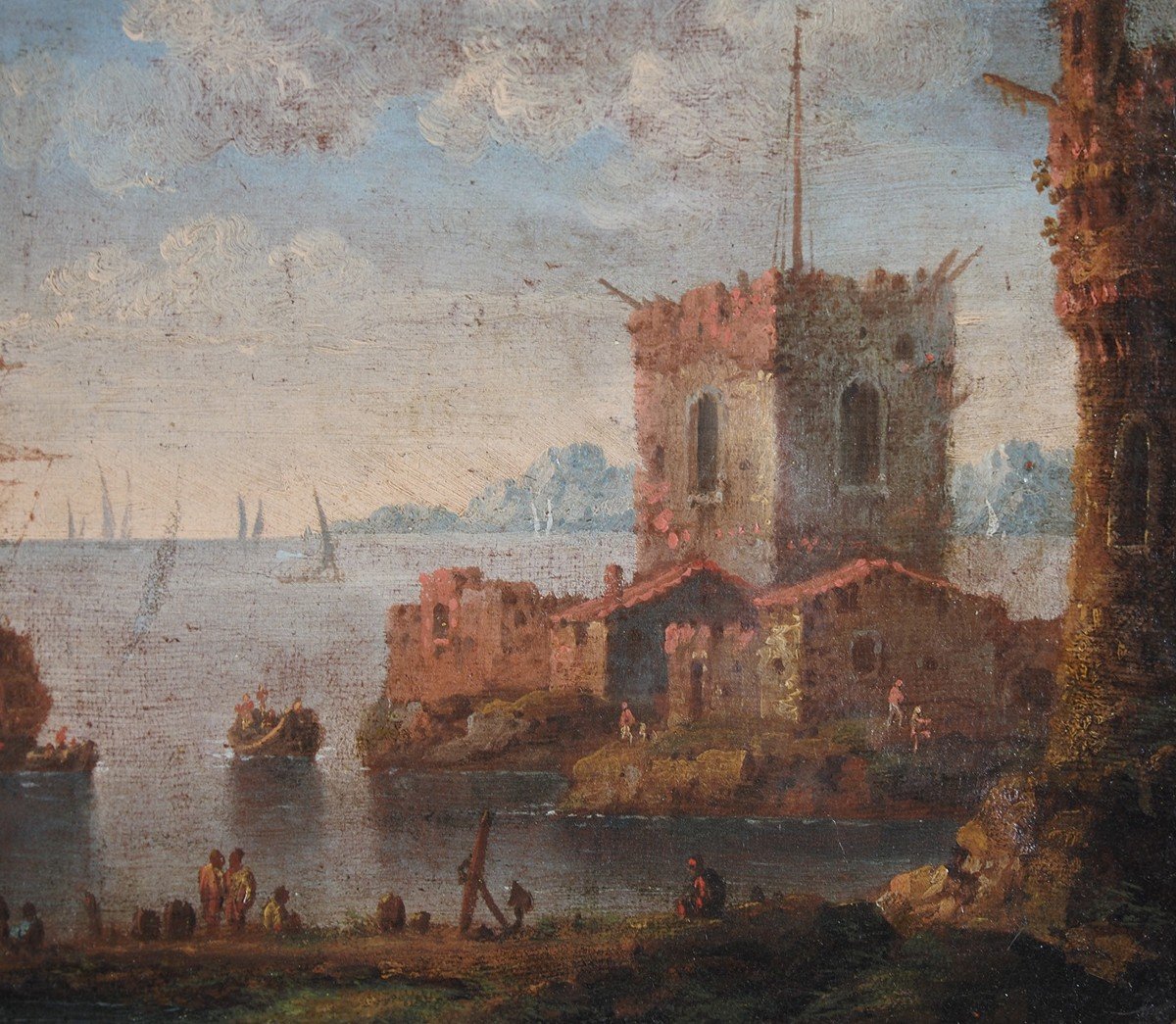 Johann Anton Eismann (attr.), Paire De Vues Côtières Avec Ruines, Peintures à l'Huile Sur Toile-photo-5